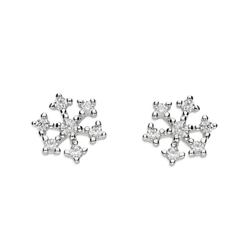 Small sterling silver cubic zirconia snowflake studs