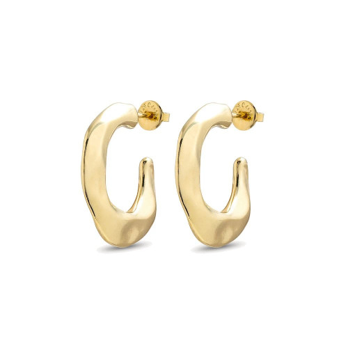 Nimbo flattened Gold plate hoop earrings