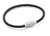 Skinny Stainless Steel Black Leather Bracelet With Magnetic Clasp 19cm