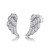 Rhodium Plated Sterling Silver CZ Angel Wing Stud Earrings