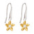 Silver Jasmine Flower Drop Earrings with Yellow Gold Plating