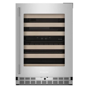Kitchenaid® 24" Undercounter Wine Cellar with Full-Extension Wood-Front Racks KUWR524SPS