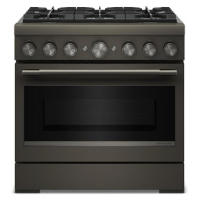 KitchenAid® 36-Inch 6 Burner Commercial-Style Dual Fuel Range with No Preheat Air Fry Mode KFDS936SBE