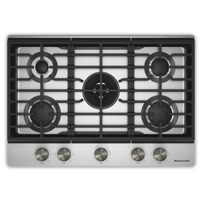 Kitchenaid® Gas-on-Metal Cooktop with an Integrated Wok Grate and CookShield™ Finish KCGK530SSS