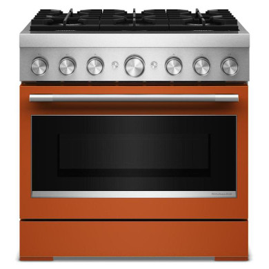 Kitchenaid® 36-Inch 6 Burner Commercial-Style Dual Fuel Range with No Preheat Air Fry Mode KFDS936SSC