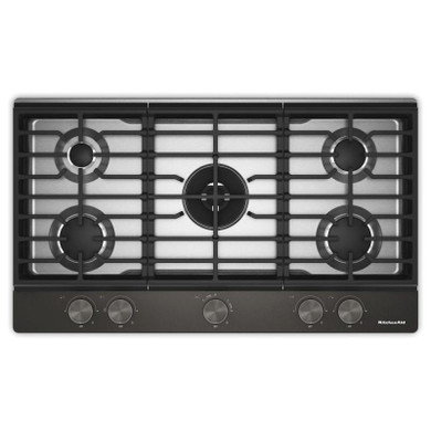 Kitchenaid® Gas-on-Metal Cooktop with an Integrated Wok Grate and CookShield™ Finish KCGK736SBE