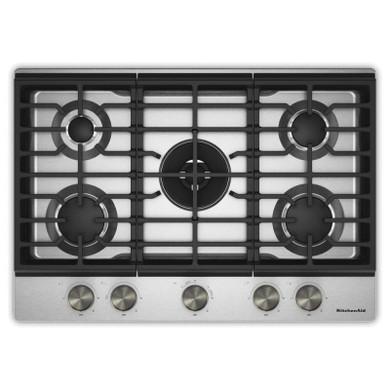 Kitchenaid® Gas-on-Metal Cooktop with an Integrated Wok Grate and CookShield™ Finish KCGK530SSS