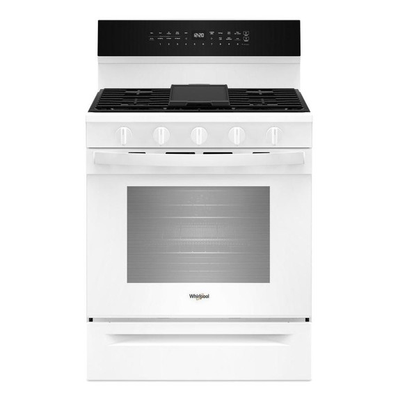 Whirlpool® 30-inch Smart Gas Range with Air Cooking Technology, Steam/Self Cleaning, Rapid Preheat 5.3 CuFt Capacity WFGS7530RW