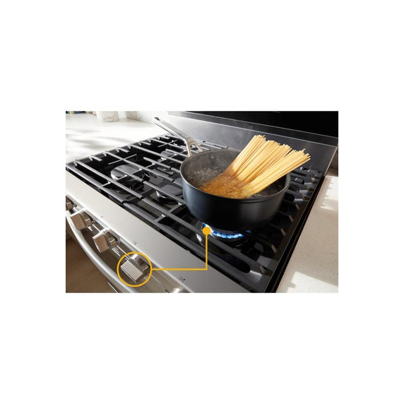 Whirlpool® 30-inch Smart Gas Range with Air Cooking Technology, Steam/Self Cleaning, Rapid Preheat 5.3 CuFt Capacity WFGS7530RW