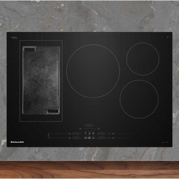Kitchenaid® 30" Temp Cook™ Induction Cooktop with 5 Cooking Zones KCIT730SBL
