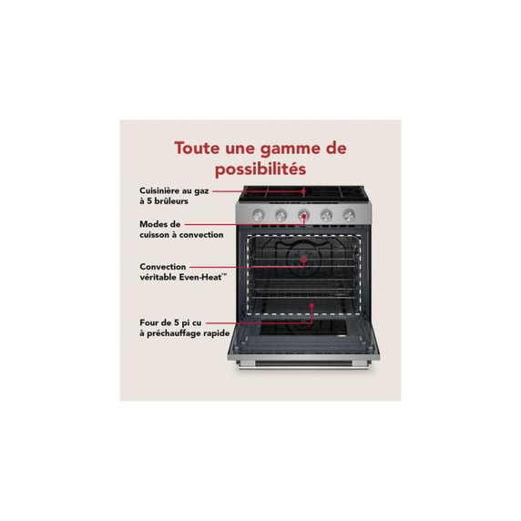 Kitchenaid® 5.0 Cu. Ft. Smart Slide-in Gas Range with Convection Cooking Modes KSGS330SPS