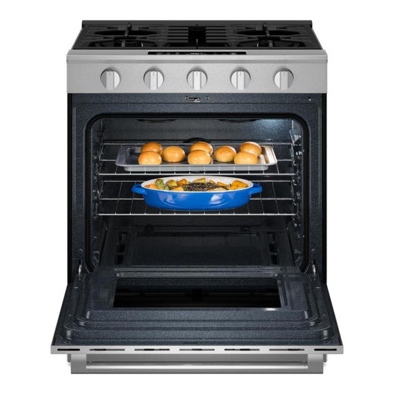 Maytag® 30-Inch Wide Slide-In Gas Range with Grill Mode and No Preheat Air Fry - 5.0 Cu. Ft. MSGS7030SZ