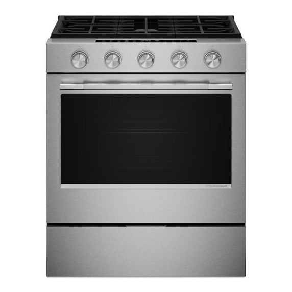 Kitchenaid® 5.0 Cu. Ft. Smart Slide-in Gas Range with Convection Cooking Modes and 2-in-1 Burner KSGS530SPS