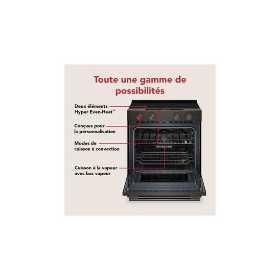 Kitchenaid® 5.3 Cu. Ft. Slide-in Electric Range with Two Even-Heat™ Hyper Elements and Convection Cooking Modes YKSES530SBE