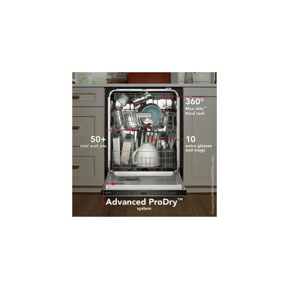 Kitchenaid® 360° Max Jets™ Third Rack Dishwasher with Advanced ProDry™ System and Ultra-bright LED Lighting, 44 dBA KDPS724SPS