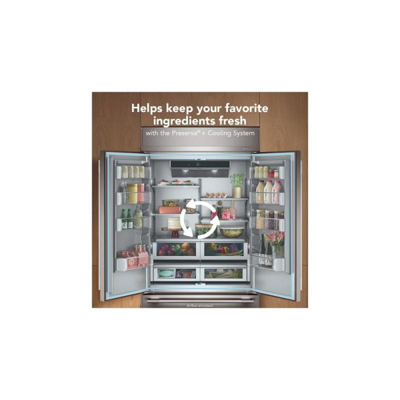 Kitchenaid® 24.2 Cu. Ft. 42"" Built-In French Door Bottom Mount Refrigerator with Platinum Interior KBFN542SPS