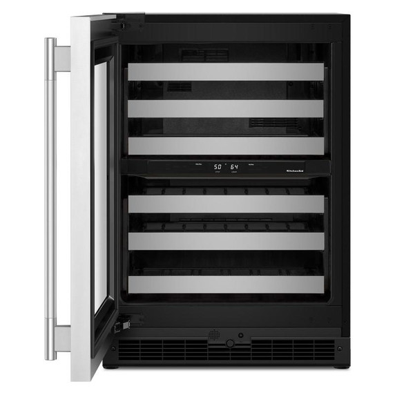 Kitchenaid® 24" Undercounter Wine Cellar with Full-Extension Metal-Front Racks KUWL324SSB