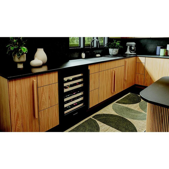 Kitchenaid® 24" Undercounter Wine Cellar with Full-Extension Wood-Front Racks KUWL524SBE