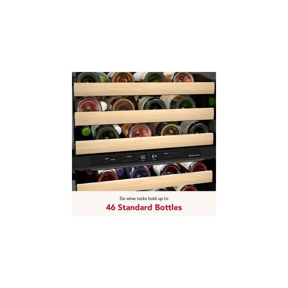 Kitchenaid® 24" Undercounter Wine Cellar with Full-Extension Wood-Front Racks KUWL524SBE