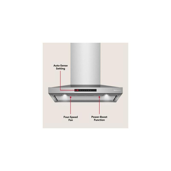 KitchenAid® 30-inch Wall-Mount, 4-Speed Canopy Hood KVWC730SSS