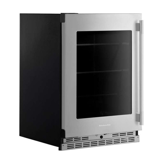 Kitchenaid® 24" Undercounter Refrigerator with Glass Door and Shelves with Metallic Accents KURL524SPS