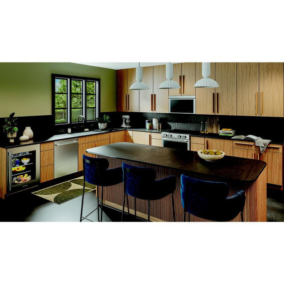 Kitchenaid® 24" Undercounter Refrigerator with Glass Door and Shelves with Metallic Accents KURR524SPS