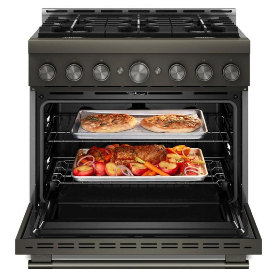 KitchenAid® 36-Inch 6 Burner Commercial-Style Gas Range with No Preheat Air Fry Mode KFGS936SBE
