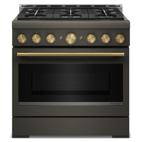 KitchenAid® 36-Inch 6 Burner Commercial-Style Gas Range with No Preheat Air Fry Mode KFGS936SBE