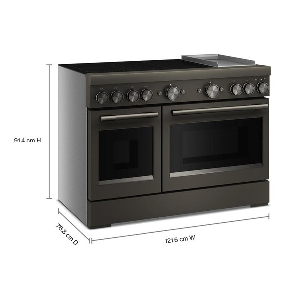 KitchenAid® 48-Inch 6-Element Induction Freestanding Commercial-Style Range with Griddle KFID948SBE
