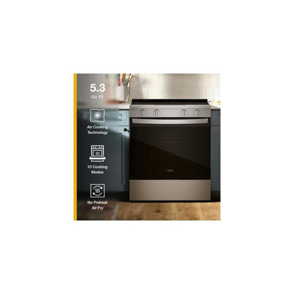 Whirlpool® 30-inch Electric Smart Range with Air Cooking Technology and Steam Clean YWSES4530TZ