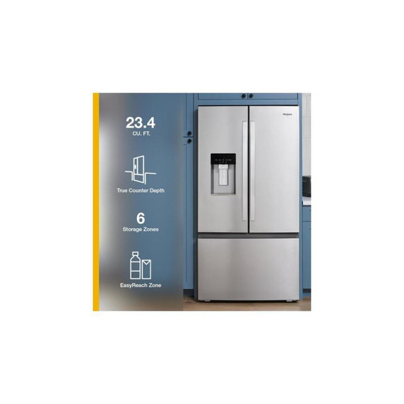 Whirlpool® 36-inch Wide True Counter Depth 3-Door French Door Refrigerator - 23.4 cu. ft. WRFC5236RZ