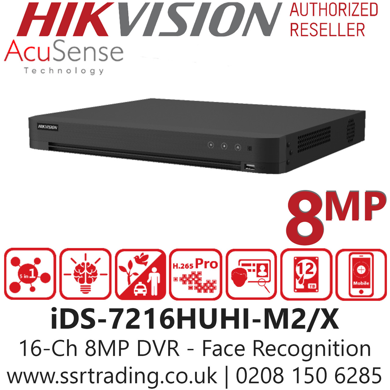 Hikvision 16Ch 8MP AcuSense 2 SATA DVR - iDS-7216HUHI- M2/X Hikvision 16Ch 8MP AcuSense 2 SATA DVR - iDS-7216HUHI- M2/X