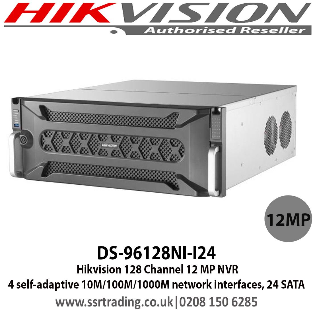 DS-96128NI-I24 128 Channel 12 MP NVR with 24 SATA interfaces