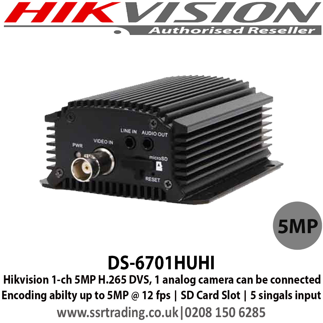 Hikvision DS-6701HUHI 1-Channel Encoder 5MP H.265 DVS, 1 analog