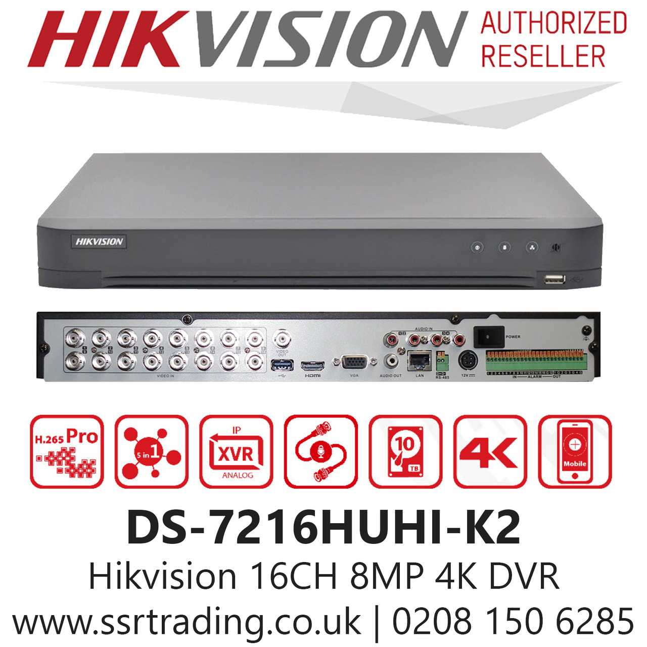 HIKVISION DVR 16チャンネル DS-7216HQHI-K2 Hikvision DS-7216HQHI-K2 Digital video recorder (DVR