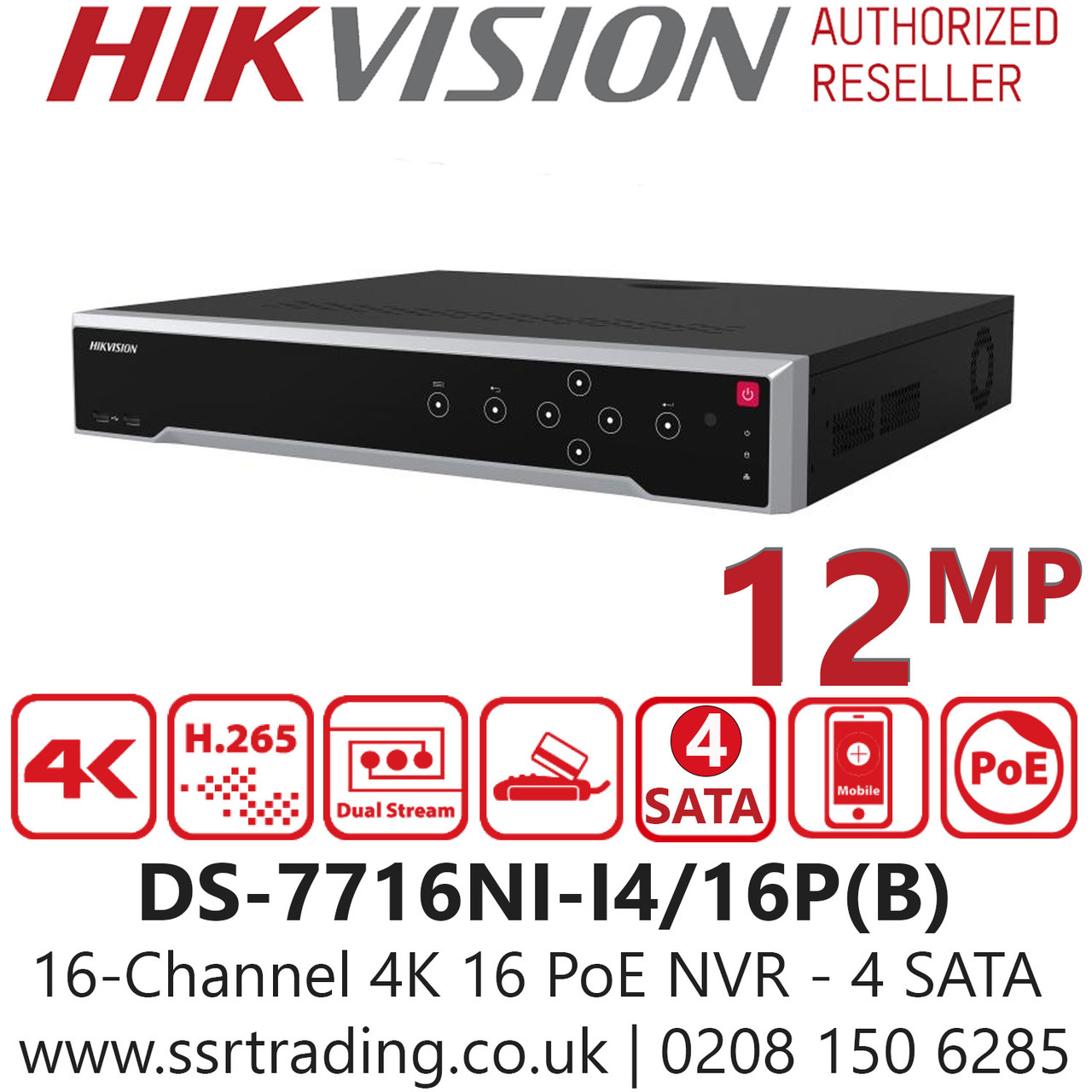 Hikvision 16 Channel NVR DS-7716NI-I4/16P 12MP 16 Channel 16 PoE