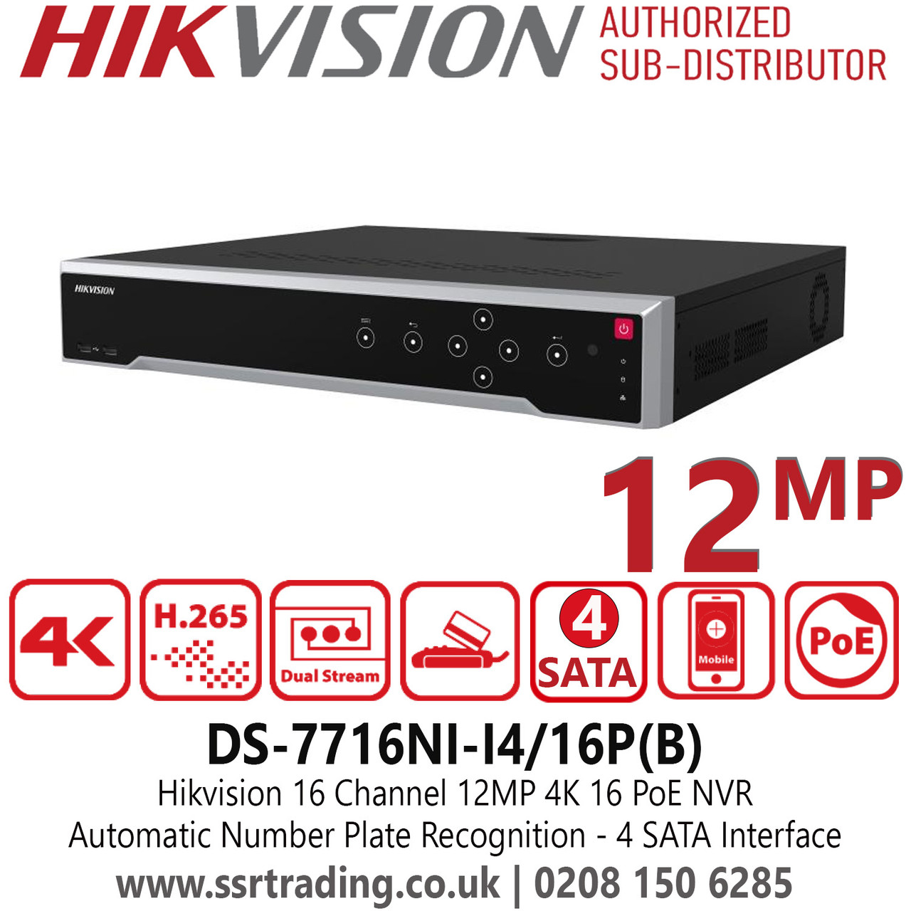 Hikvision 16 Channel NVR DS-7716NI-I4/16P 12MP 16 Channel 16 PoE