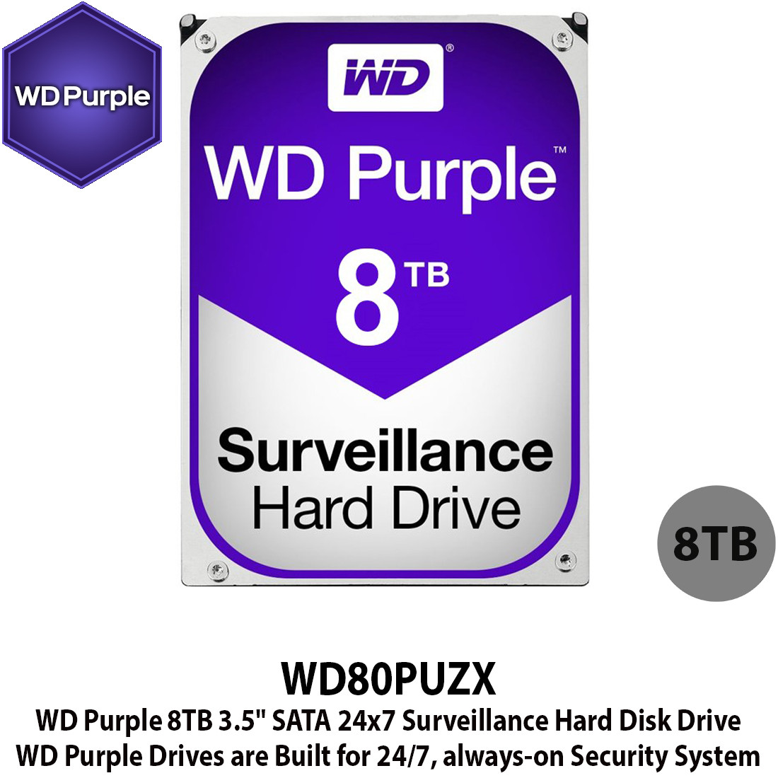 WD Purple WD80PUZX 8TB 3.5