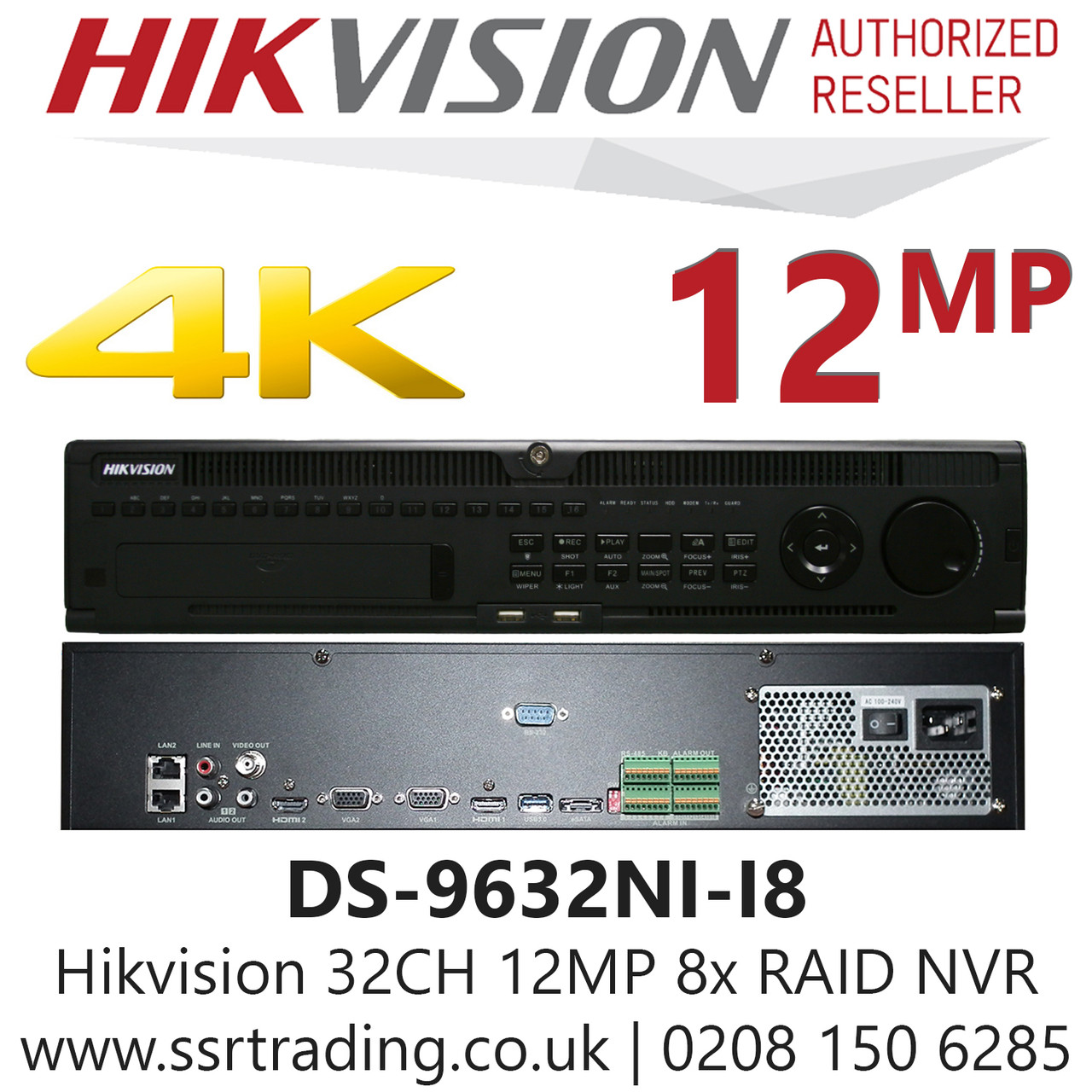 Hikvision 32 Channel 12MP No PoE H.265 Compression 8 SATA 2 HDMI