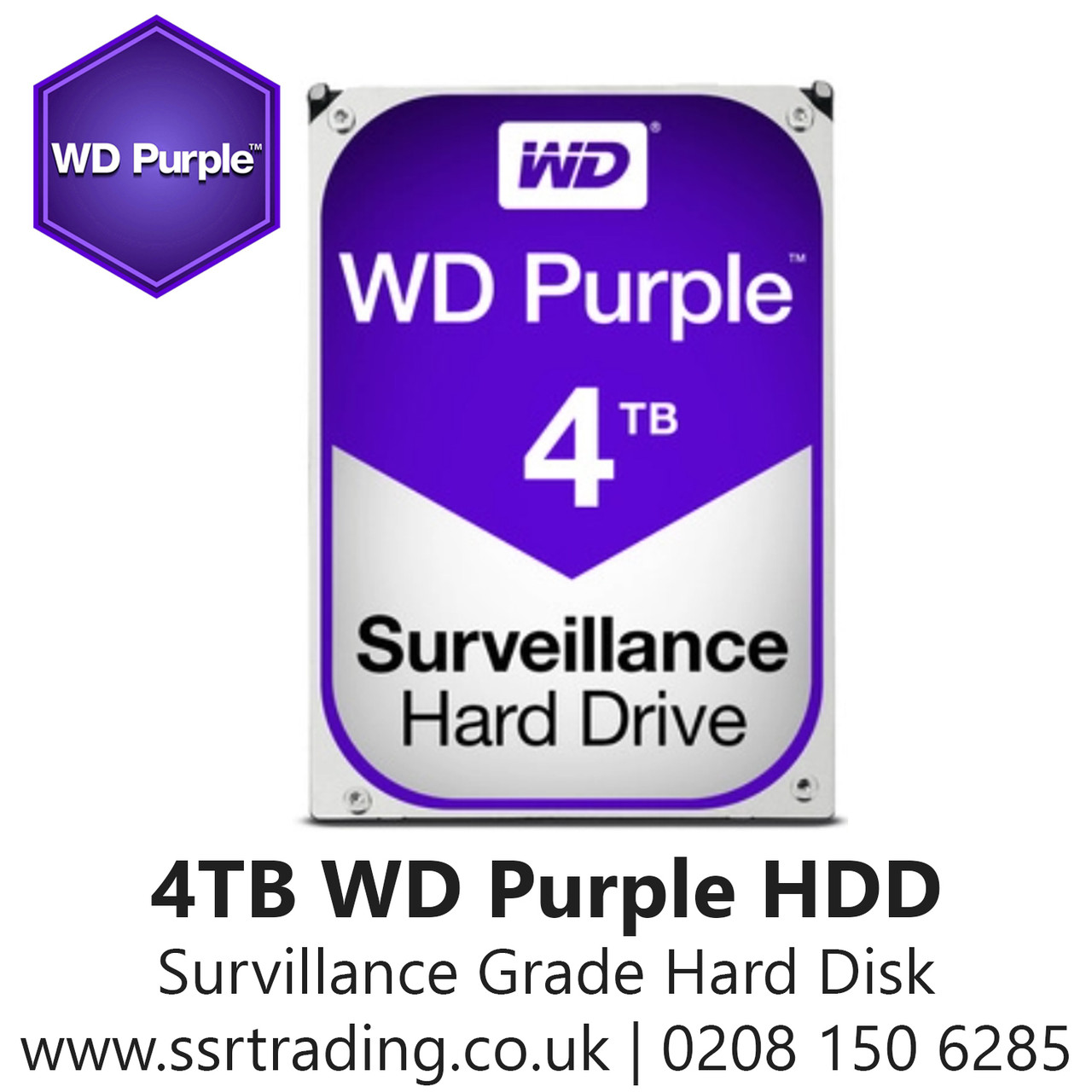 4TB WD Purple SATA Surveillance 24x7 Storage Hard Drive HDD 3.5