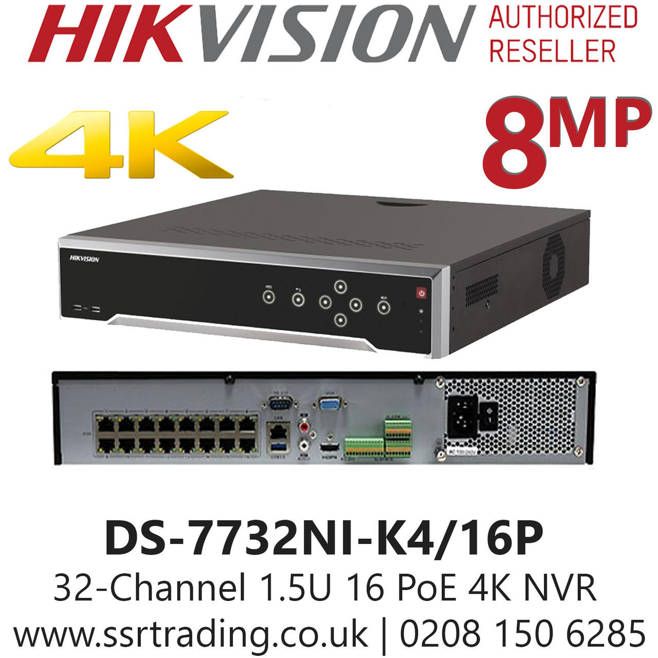 Hikvision DS-7732NI-K4/16P 32 Channel NVR 8MP 16 PoE Port CCTV NVR