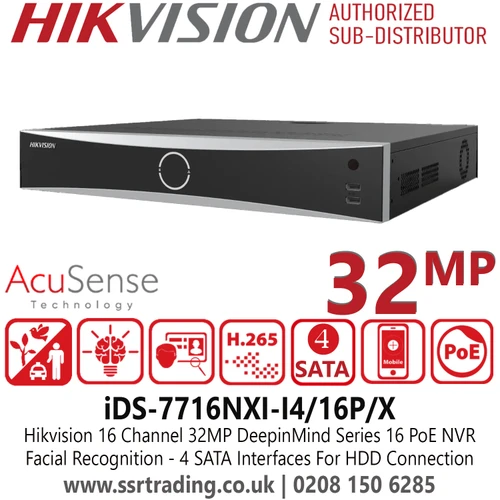 Hikvison 16Ch DeepInMind Facial Recognition 16 PoE NVR - iDS-7716NXI-M4/16P/X