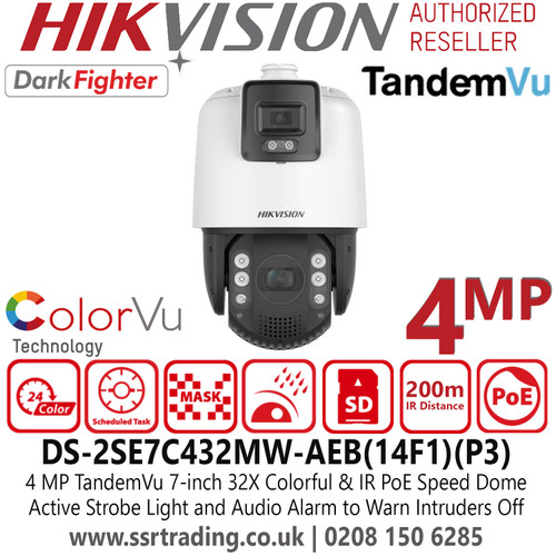 DS-2SE7C432MW-AEB(14F1)(P3) Hikvision 4MP 32× Optical Zoom PoE PTZ Camera with 200m IR Range, ColorVu and DarkFighter Technology, IP66, IK10, Supports 24 VAC & Hi-PoE