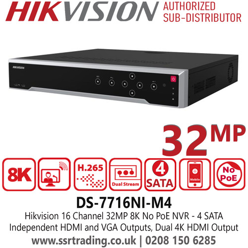 DS-7716NI-K4 Hikvision 16 Ch 8MP No PoE 4K 16Channel NVR with 4