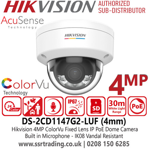 Hikvision 4MP ColorVu IP Dome Camera - DS-2CD1147G2-LUF