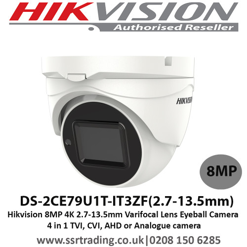 Hikvision DS-2CE79U1T-IT3ZF 8MP 4K 2.7-13.5mm Varifocal Lens Eyeball Camera  4 in 1 TVI/ CVI/AHD or Analogue camera