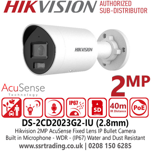 Hikvision 2MP AcuSense IP Bullet Camera - DS-2CD2023G2-IU(2.8mm)
