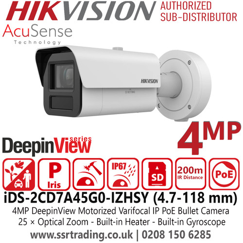 Hikvision 4MP AcuSense DeepinView IP Camera With 4.7-118mm Motorized VF Lens, 140 dB WDR, Built-in Heater - iDS-2CD7A45G0-IZHSY (4.7-118 mm)