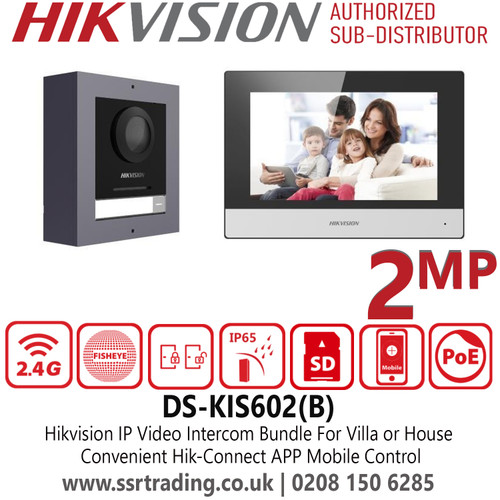 Hikvision DS-KIS602(B) Video Intercom IP Kit For Villa or House, Convenient Hik-Connect APP Mobile Control