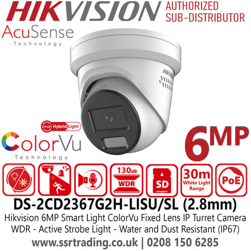 Hikvision 6MP Smart Light IP Camera - DS-2CD2367G2H-LISU/SL